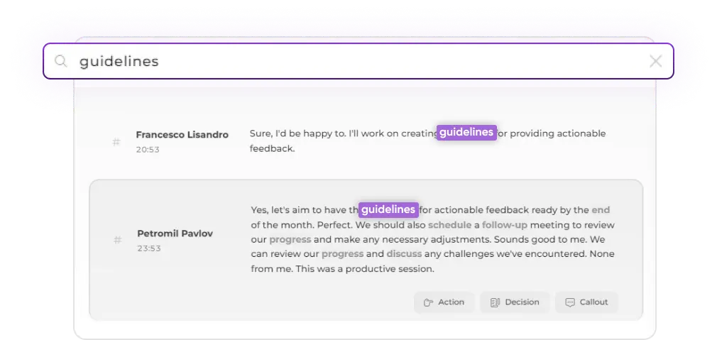 Instant search interface showing real-time results